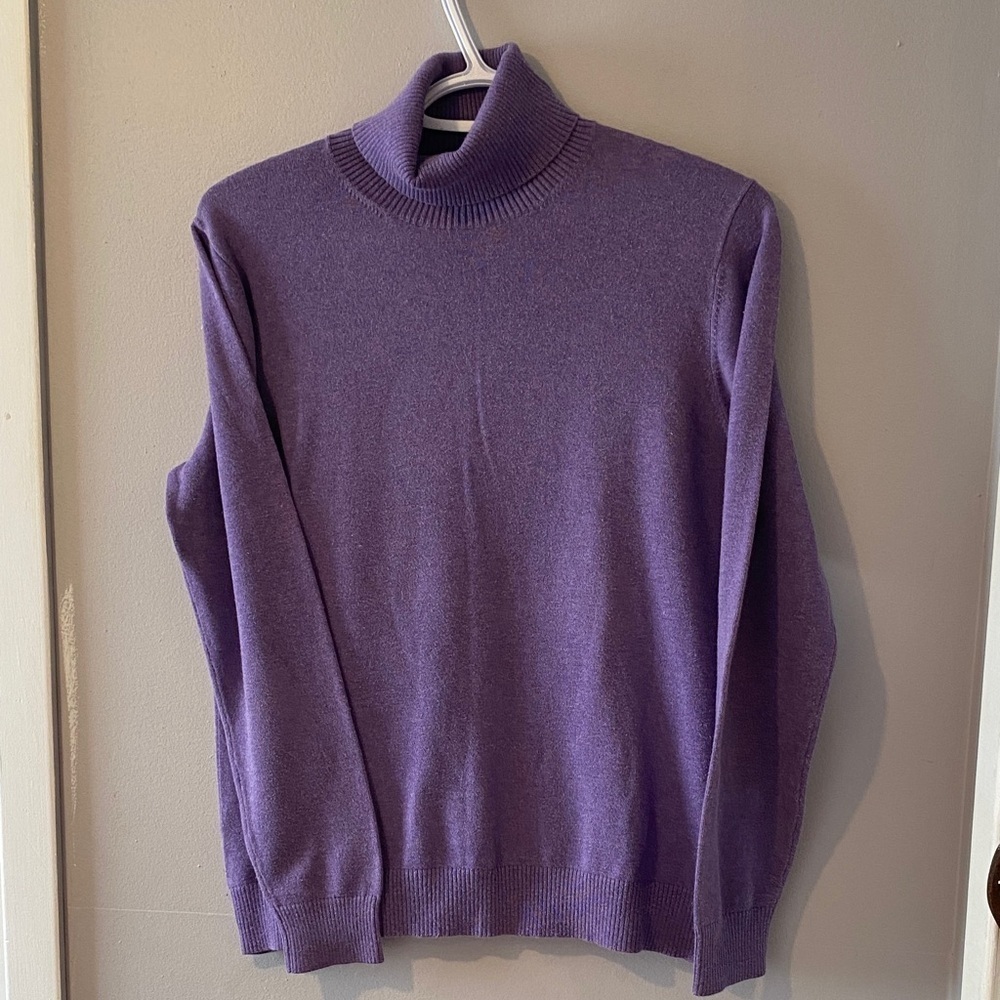 Lands’ End Purple Cotton Blend Turtleneck Women’s Size Medium Fall Office Casual